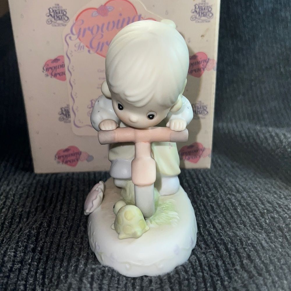 Vintage Precious Moments "Growing in Grace – Age 6" Figurine | Girl on Bike